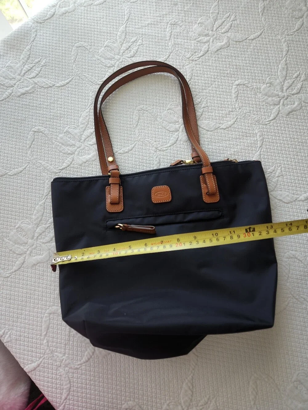 Bric's Navy Blue  Tote with Tan Leather Handles